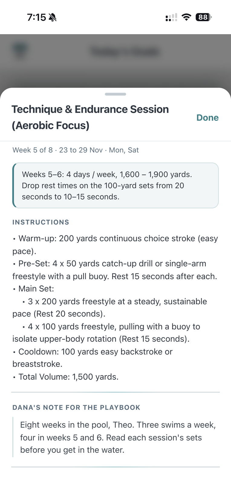 The session details in week 5, led by the new phase banner