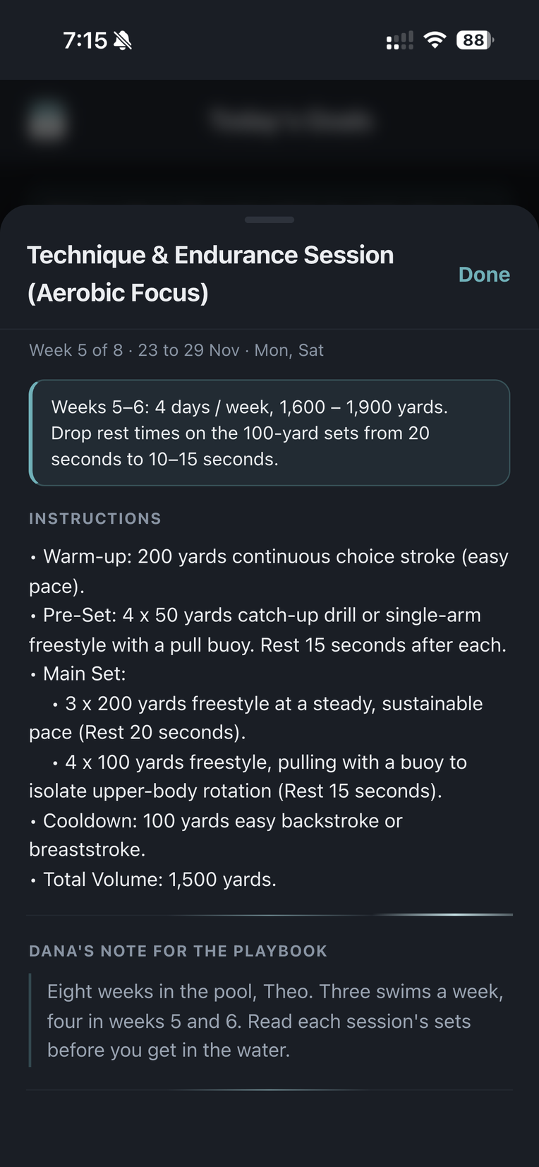 The session details in week 5, led by the new phase banner